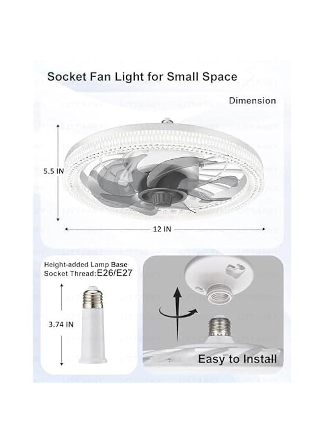 Arabest White Ceiling Fan Light with Remote Control and Dimmable Brightness, Modern Low Profile Flush Mount Socket Fan for Bedroom, Living Room, Kitchen, 3000K-6500K Memory Technology  - Image 3