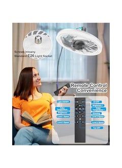 Arabest White Ceiling Fan Light with Remote Control and Dimmable Brightness, Modern Low Profile Flush Mount Socket Fan for Bedroom, Living Room, Kitchen, 3000K-6500K Memory Technology  - Image 5