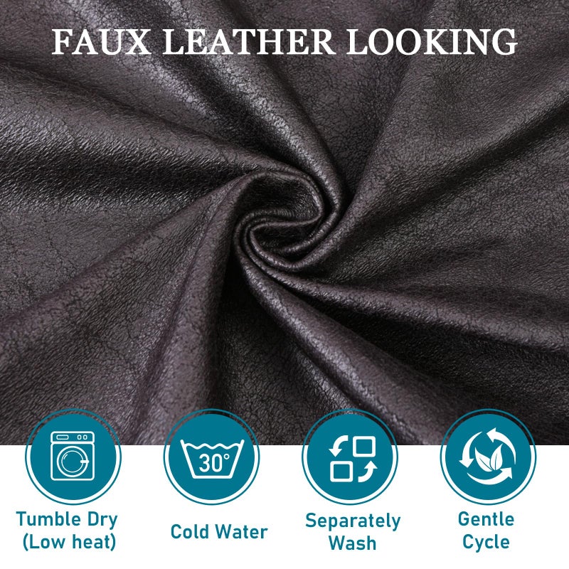 FUANGUI 2 Piece Chair Covers Stretch Arm Covers Chair Couch Covers, Faux Leather Looking Armchair Slipcover with Separate Chair Cushion Cover, Washable Chair Protector for Living Room - Black - Image 3