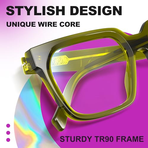 VISOONE Rectangle TR90 Blue Light Blocking Glasses Computer Eyewear with Preppy Look for Women and Men Cougar - Image 4