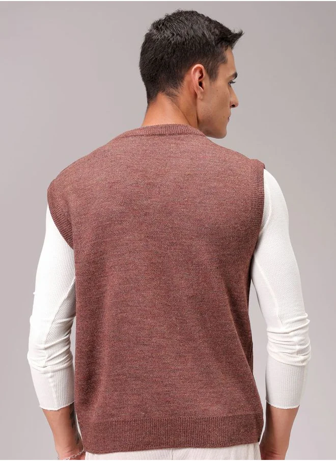 شركة المرآب الهندية Men Relaxed Fit Floral V-Neck Sweater