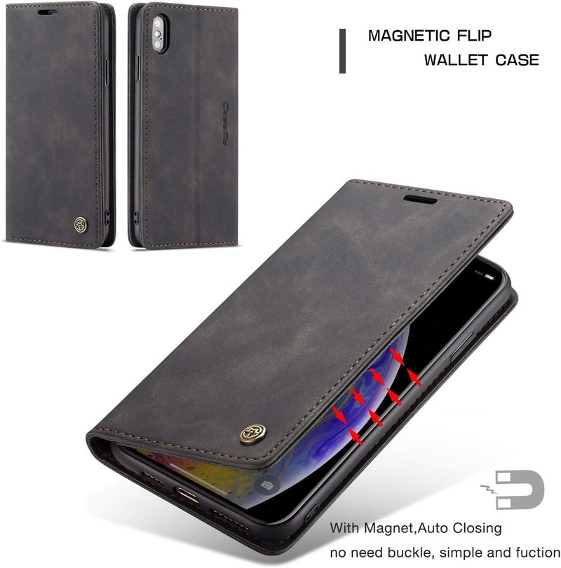 Cracedily Case for iPhone XS Max Case, Premium Leather Flip Wallet Case with Card Slots and Horizontal Stand Function Magnet Coque Cover Protective Case for iPhone XS Max, Black - Image 3