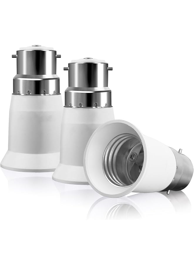 The Bros محول مقبس B22 إلى E27، أقصى طاقة 60 واط محول لمبة بايونت إلى لولب، AC100-240V محول قاعدة مصباح BC إلى ES لمبات قاعدة E27 LED، لمبات متوهجة ولمبات CFL - 3 عبوات - Image 1