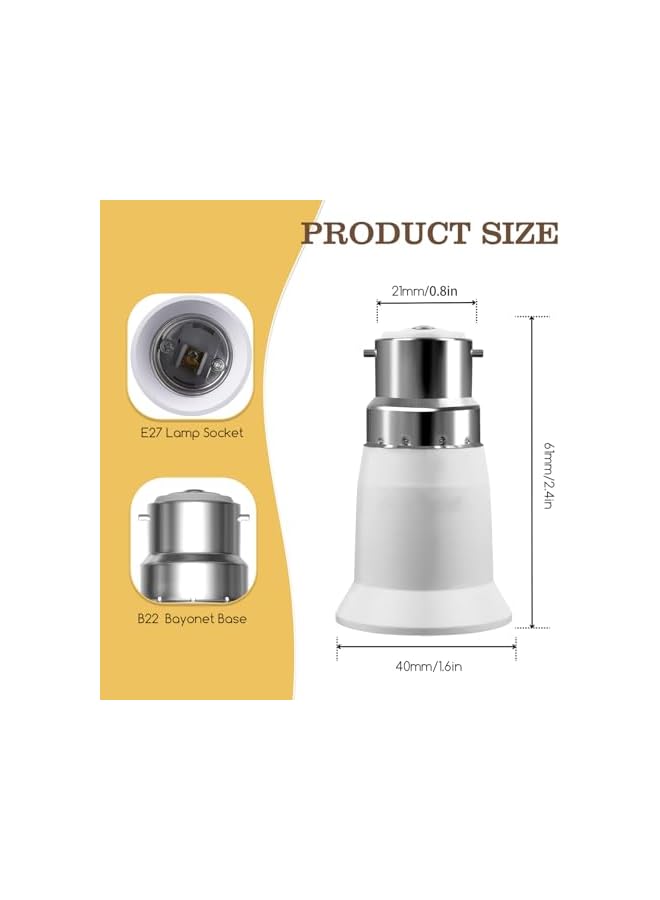 The Bros محول مقبس B22 إلى E27، أقصى طاقة 60 واط محول لمبة بايونت إلى لولب، AC100-240V محول قاعدة مصباح BC إلى ES لمبات قاعدة E27 LED، لمبات متوهجة ولمبات CFL - 3 عبوات - Image 2