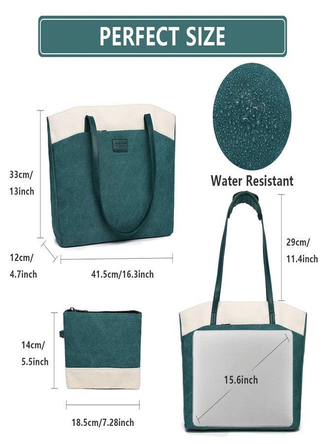 RAVUO Canvas Tote Bag for Women - 15.6 inch Laptop Shoulder Bag, Casual Briefcase Handbag Purse for Travel, Office - Image 3