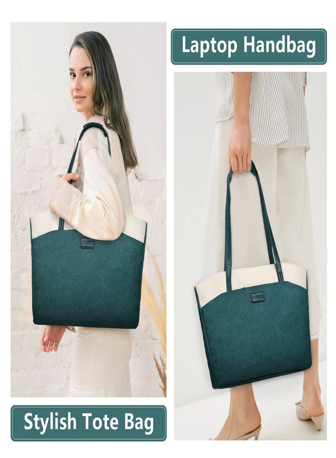 RAVUO Canvas Tote Bag for Women - 15.6 inch Laptop Shoulder Bag, Casual Briefcase Handbag Purse for Travel, Office - Image 2