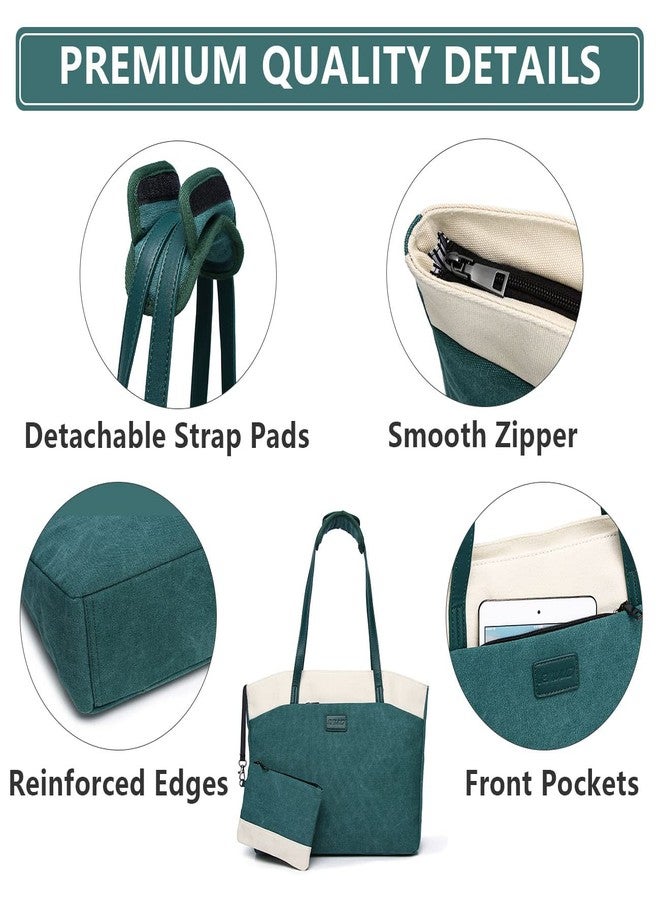 RAVUO Canvas Tote Bag for Women - 15.6 inch Laptop Shoulder Bag, Casual Briefcase Handbag Purse for Travel, Office - Image 4