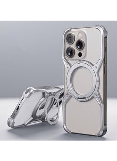 General For iPhone 15 Pro Max/15 Pro/15 Plus/15 Aluminum Alloy Bezelless 360 Degree Rotating Folding Bracket Phone Case 