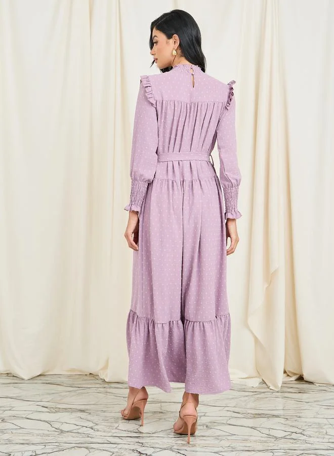 Styli Ruffled Lavender Maxi Dress