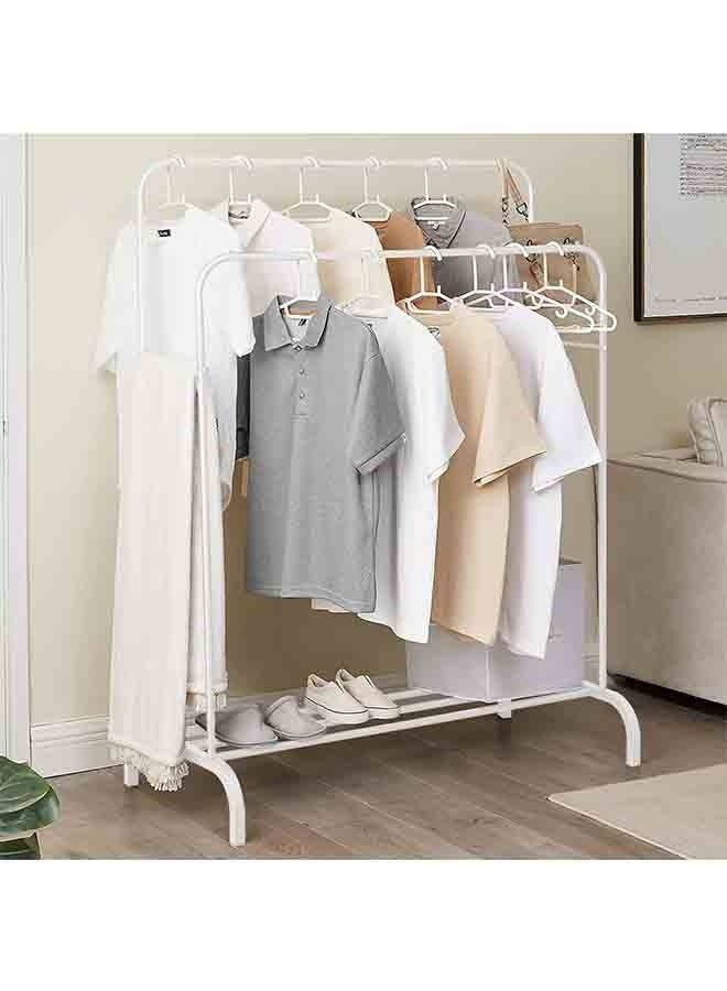 BLOOMING TIME 2 Row Metal Clothes Rack, 2 Pairs Rails, Clothes and Shoes Storage, Bedroom Storage Organizer, Easy Assembly, Non-Slip Beads Design - Image 3