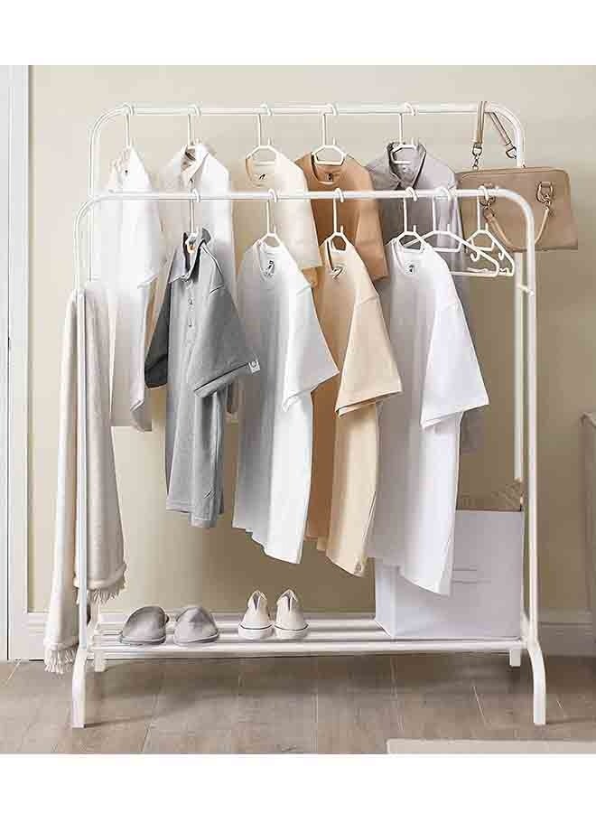 BLOOMING TIME 2 Row Metal Clothes Rack, 2 Pairs Rails, Clothes and Shoes Storage, Bedroom Storage Organizer, Easy Assembly, Non-Slip Beads Design - Image 2