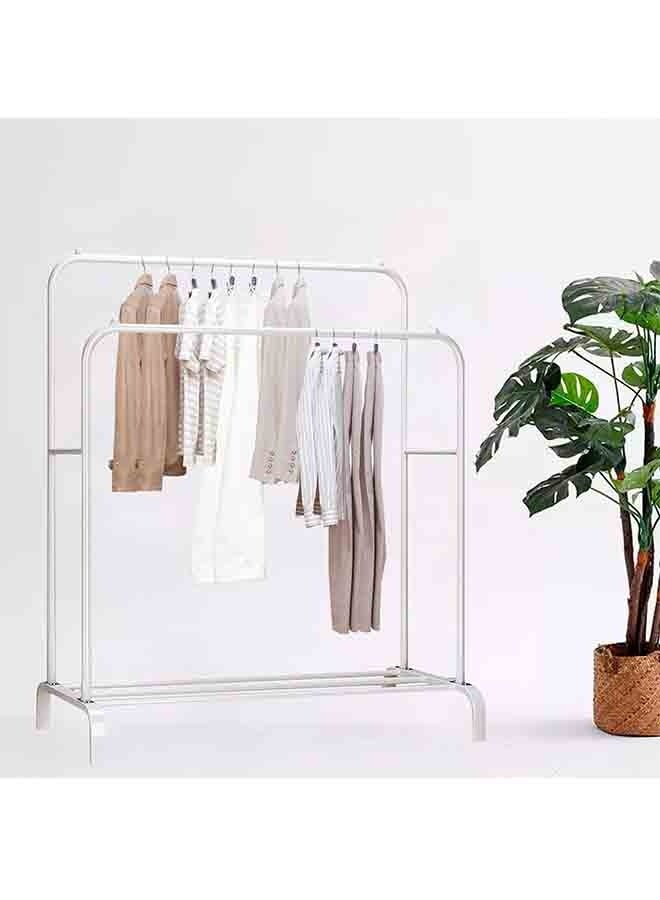 BLOOMING TIME 2 Row Metal Clothes Rack, 2 Pairs Rails, Clothes and Shoes Storage, Bedroom Storage Organizer, Easy Assembly, Non-Slip Beads Design - Image 5