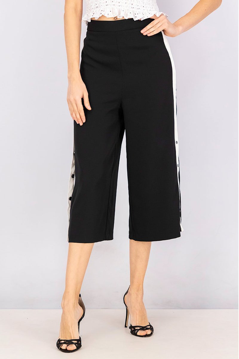 VERO MODA Women High Waist Plain Wide Leg Pants, Black - Image 1