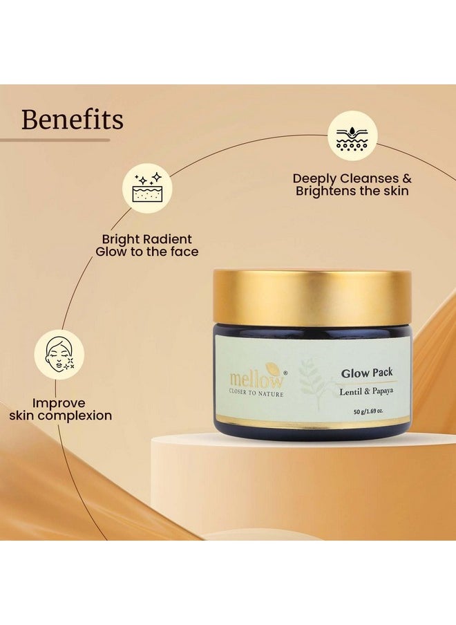 MELLOW Herbals Ayurvedic Glow Pack (50Gm) For Radiant Glow & Even Skin Tone Papaya Oat Grain Wheat Germ & Almond Oil Tan Removal Ayush Certified Gmo Paraben And Silicone Free  - Image 3