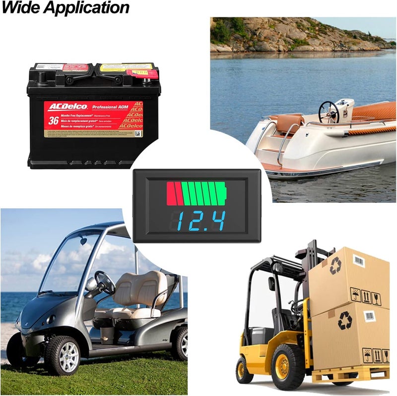 Cocar Battery Tester, 2 in 1 Battery Capacity Voltage 12V 24V 36V 48V 60V 72V LED Digital Battery Capacity Tester for Golf Car Motorhome Blue Screen - Image 5