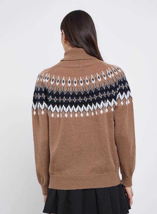 ستايلي سويتر بقصة عادية ورقبة عالية مع أكمام طويلة - Image 5