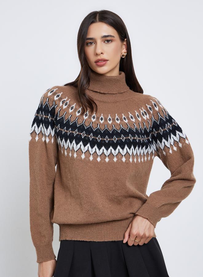 ستايلي سويتر بقصة عادية ورقبة عالية مع أكمام طويلة - Image 3