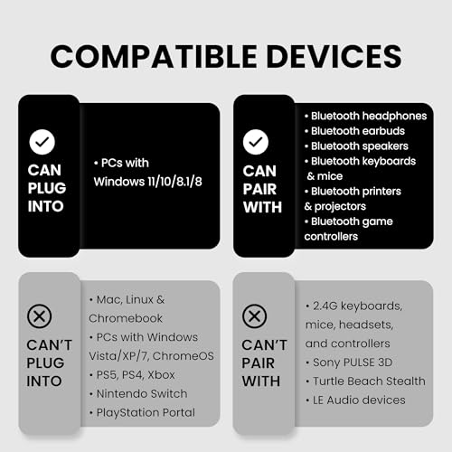 Avantree DG45 USB Bluetooth Adapter Dongle for PC, Computer, Desktop & Laptop, Compatible with Windows 11/10/8.1/8 Only - Connects Bluetooth Headphones, Speakers, Keyboards, Mice & Printers (Not 2.4G) - Image 3