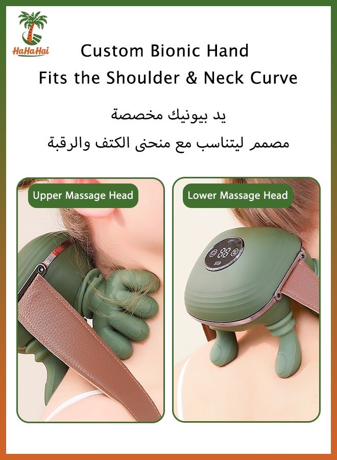 HaHaHai Neck and Shoulder Massager with Heat, Cordless 4D Deep Kneading Neck Massager with Silicone Massage Heads, 3 Massage Levels & 2 Heat Modes, Portable Massager for Neck Back Shoulder Lower Abdomen and Leg Pain Relief - Image 2