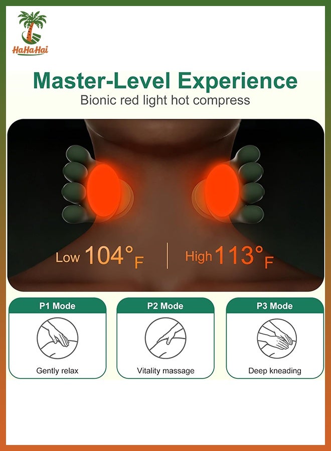 HaHaHai Neck and Shoulder Massager with Heat, Cordless 4D Deep Kneading Neck Massager with Silicone Massage Heads, 3 Massage Levels & 2 Heat Modes, Portable Massager for Neck Back Shoulder Lower Abdomen and Leg Pain Relief - Image 5