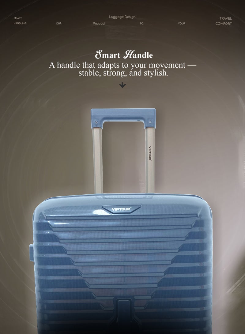 VIPTOUR Durable PP Luggage Set with Telescopic Handle, 4 Double Spinner Wheels & Secure Zipper Closure - Image 3