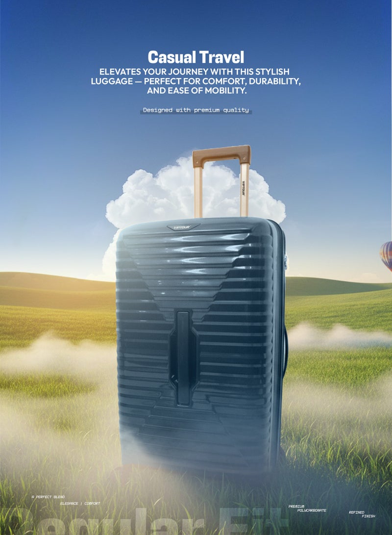 VIPTOUR Durable PP Luggage Set with Telescopic Handle, 4 Double Spinner Wheels & Secure Zipper Closure - Image 2