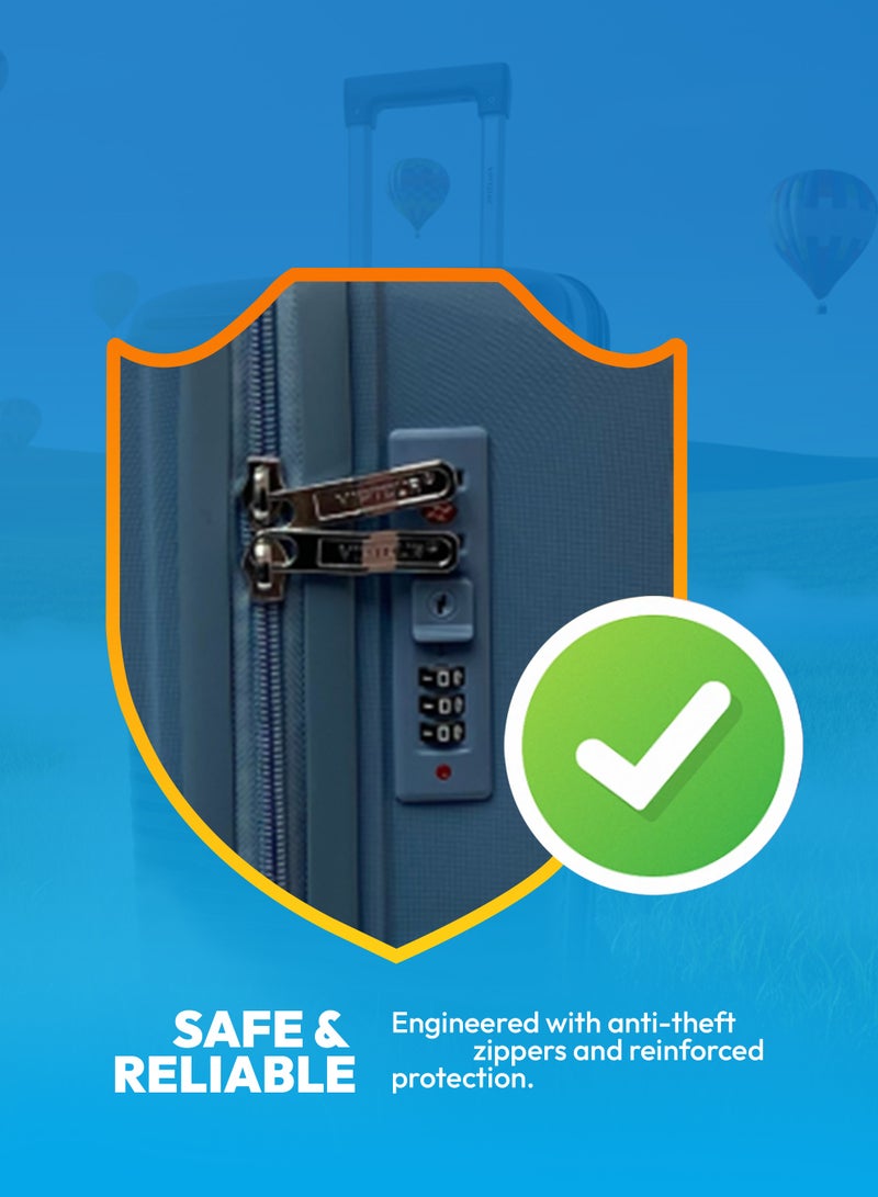 VIPTOUR Durable PP Luggage Set with Telescopic Handle, 4 Double Spinner Wheels & Secure Zipper Closure - Image 5