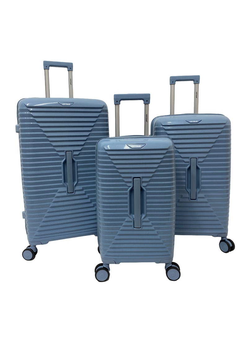 VIPTOUR Durable PP Luggage Set with Telescopic Handle, 4 Double Spinner Wheels & Secure Zipper Closure - Image 1