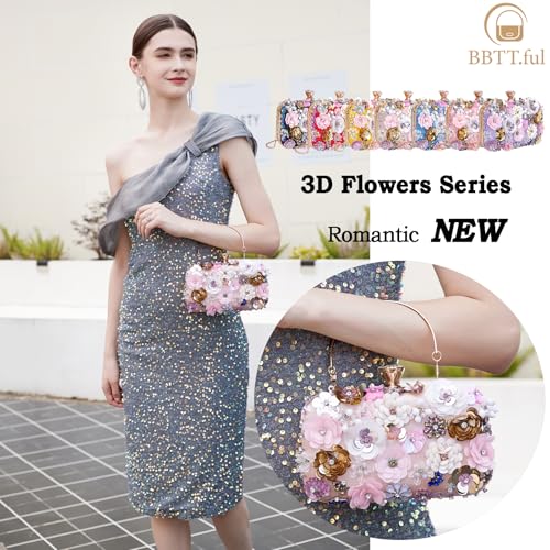 BBTT.ful Girlfriend Birthday Gifts Dating Hand Bag Wallets Romantic Flower Wedding Handbags Women Clutches Evening Handbags Chain Strap Shoulder Bags - Image 3