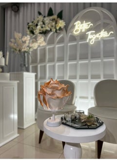 Maison Avf Dekor Artificial Eva Flower Wireless Table Lamp Top Copper Bottom White (9V Battery 75-90 Hours)  - Image 1