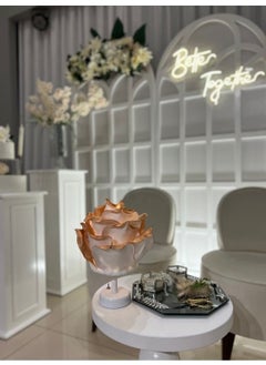 Maison Avf Dekor Artificial Eva Flower Wireless Table Lamp Top Copper Bottom White (9V Battery 75-90 Hours)  - Image 2