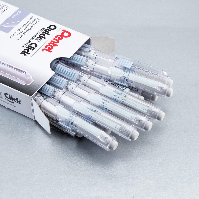 Pentel Quick Click Mechanical Pencil  (0.7Mm)  Medium  Gray Barrel  Box Of 12 Pencils (Pd217N) - Image 2