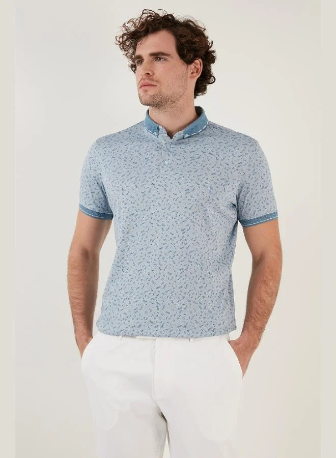 Buratti  Buratti Cotton Blend Patterned Slim Fit Polo Collar T Shirt Men's Polo Collar T-Shirt 646B3270 for Men | Best Price UAE