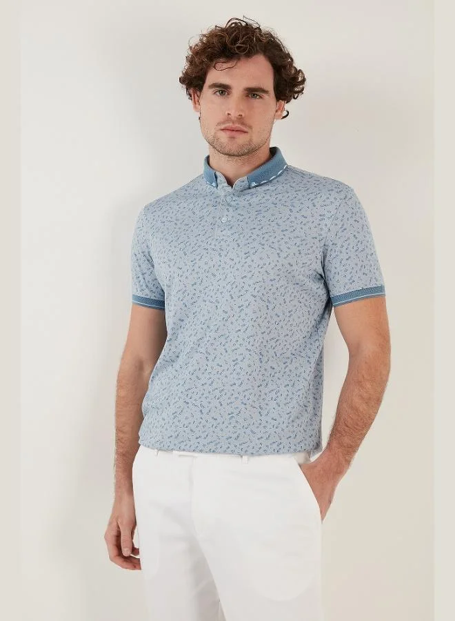Buratti  Buratti Cotton Blend Patterned Slim Fit Polo Collar T Shirt Men's Polo Collar T-Shirt 646B3270 for Men | Best Price UAE