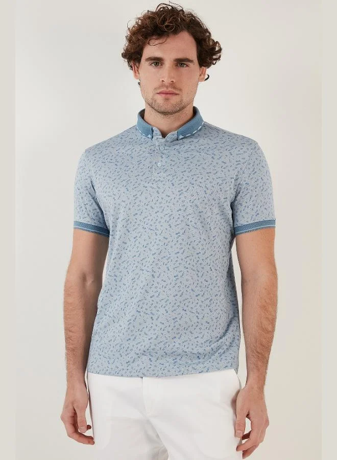 بوراتي تيشيرت بولو قطن رجالي بياقة بولو بقصة ضيقة بنقوش بوراتي