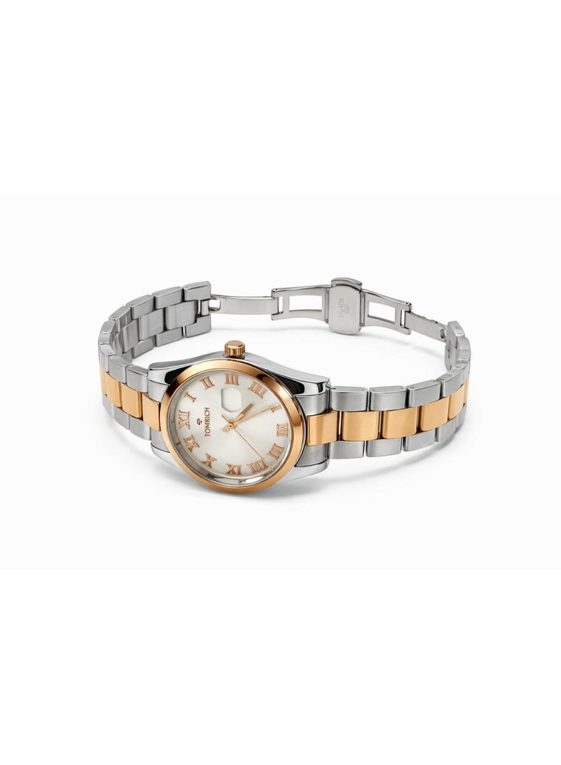 Tomrich Aurelion Men’s Two Tone Stainless Steel Watch – Roman Numeral Dial, Date Display, Quartz Movement, Luxury Business Wrist Watch (Model TR1007-M) tomrich aurelion - Image 2