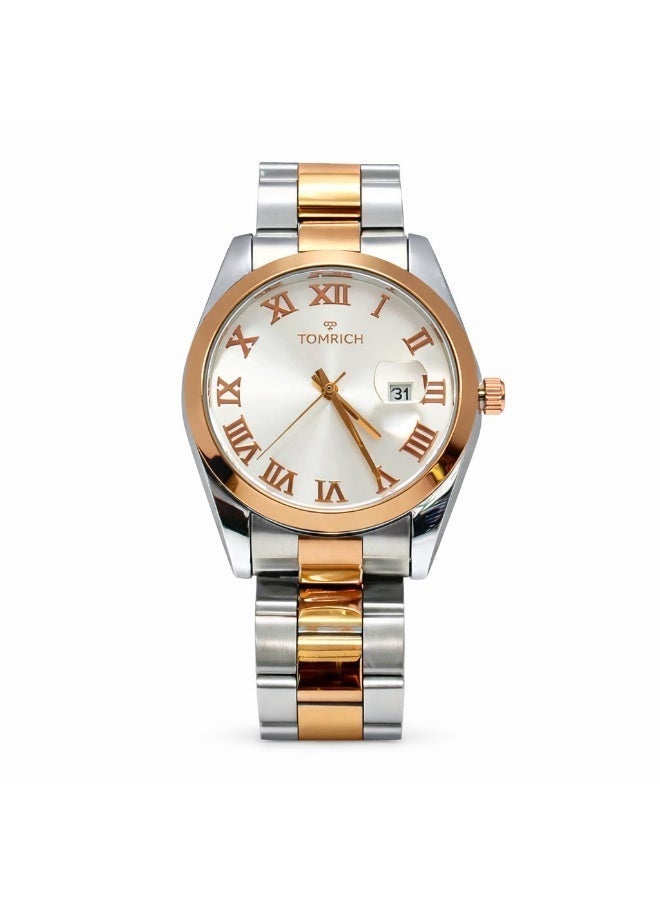 Tomrich Aurelion Men’s Two Tone Stainless Steel Watch – Roman Numeral Dial, Date Display, Quartz Movement, Luxury Business Wrist Watch (Model TR1007-M) tomrich aurelion - Image 1