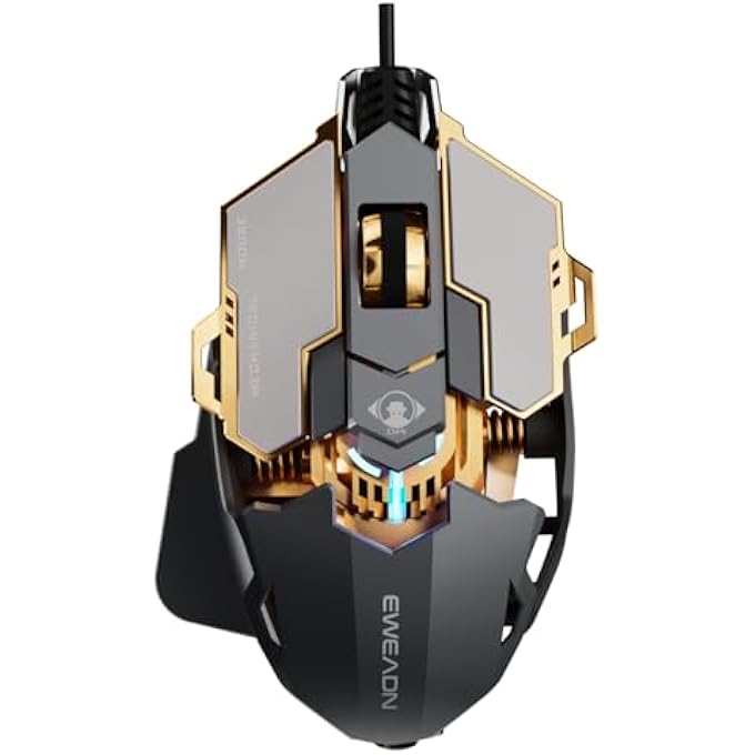 Eweadn ماوس الألعاب السلكي EWEADN G5، ماوس كمبيوتر مريح RGB، 12800 DPI قابل للتعديل، 9 أزرار ماكرو قابلة للبرمجة مع زر إطلاق النار السريع متوافق مع الكمبيوتر/اللابتوب/ويندوز - رمادي - Image 1