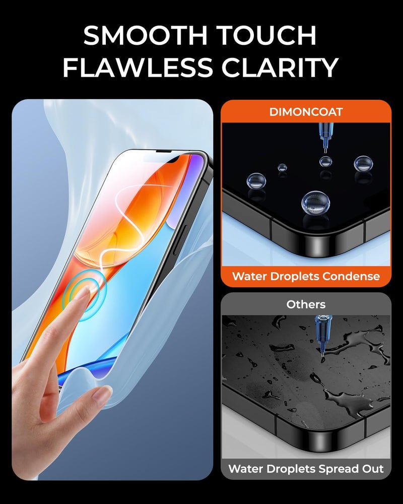 DIMONCOAT 4-PACK Privacy Screen Protector Compatible with iPhone 13 Pro Max/14 Plus [Auto Alignment Kit] [10X Military Protection] 13 Pro Max/14 Plus 6.7 inch Tempered Glass Film [Case Friendly] - Image 5