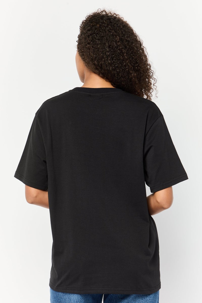 Marilyn Monroe Women Oversized Fit Crew Neck Short Sleeves Graphic Print T-Shirt, Black - Image 3