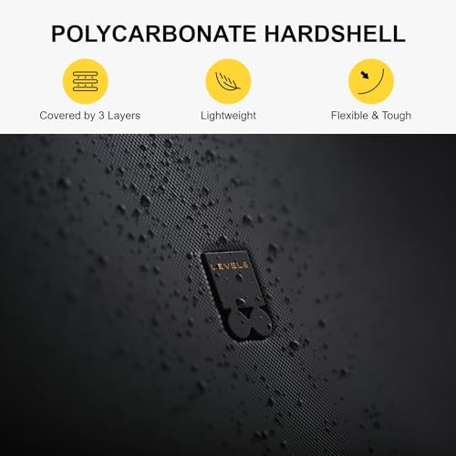 LEVEL8 حقيبة سفر صلبة معتمدة من شركات الطيران، حقائب يد بعجلات، حقيبة سفر خفيفة الوزن ذات قوام مضيء مع قفل TSA، 20 بوصة، سوداء - Image 4