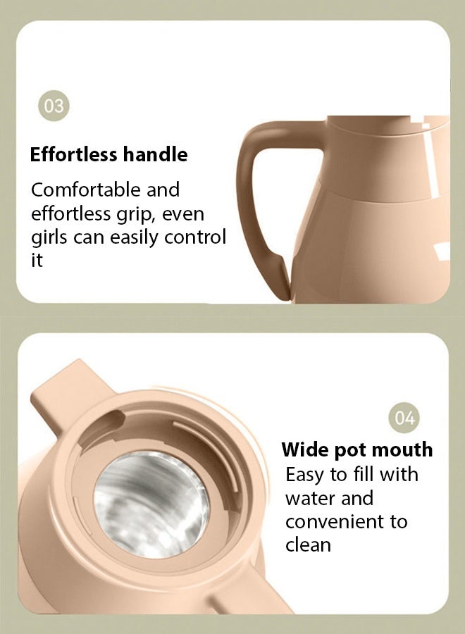 1000ml Coffee And Tea Vacuum Flask,Thermos Bottle,Seven layer insulated kettle,Vacuum Flask,Elegant design for coffee and tea and superior thermal insulation to maintain heat for 48 hours,The button type pouring dustproof spout is thickened and very suitable for use by families, offices, travelers, and the elderly  - Image 4