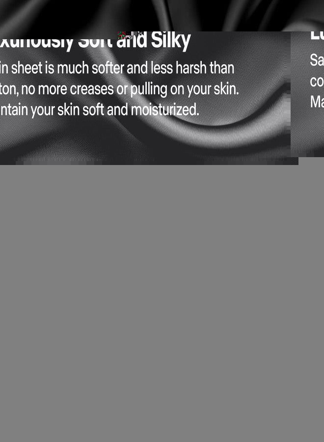 بيديليت طقم ملاءات سرير من الساتان من بيدلايت، مقاس كوين، ملاءات فاخرة ناعمة من الحرير الأسود للشعر والبشرة، طقم ملاءات سرير مشابه للحرير، مكون من 4 قطع، ملاءة سرير عميقة الجيب، وملاءة سرير مسطحة، وكيسا وسادة. - Image 3