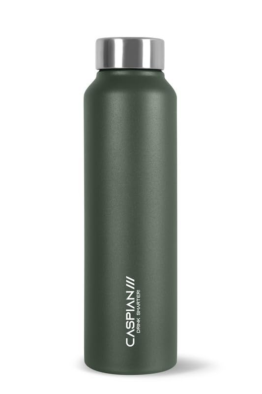 CASPIAN /// Astra ISI Certified Stainless Steel Water Bottle 1 LTR. (Military Green, 1 Litre) |Leak Proof Thunder for Fridge Home Office Travel School Kids Boys Girls Adults Sports Gym Yoga |BPA Free - Image 1