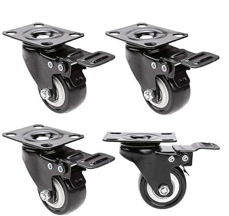 HOMETIC Heavy Duty Caster Wheels Swivel Plate with Movement Brakes for Replacement Table Dolly Workbench Movable Shopping Trolley Castors Wheels for Cart and Furniture Office Chair 4 Piece - Image 1