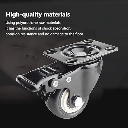 HOMETIC Heavy Duty Caster Wheels Swivel Plate with Movement Brakes for Replacement Table Dolly Workbench Movable Shopping Trolley Castors Wheels for Cart and Furniture Office Chair 4 Piece - Image 3