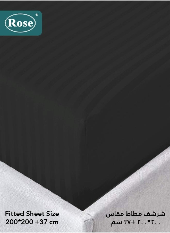 Rose ROSE Luxurious Striped Hotel Comforter, Premium Microfiber, Set of 6 pieces, Soft Lightweight, King size 260x240 cm, Black  - Image 4