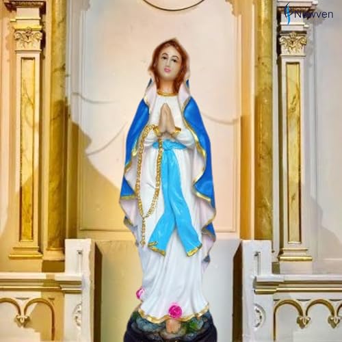 Newven PolyMarble 1 Feet Lourdh Mary Showpiece Idol Catholic Wall Decorative Christian Statues Figurine Home Decor Craft House Warming for Living Room, Multicolored (30 cm X 10 cm X 10 cm) - Image 2