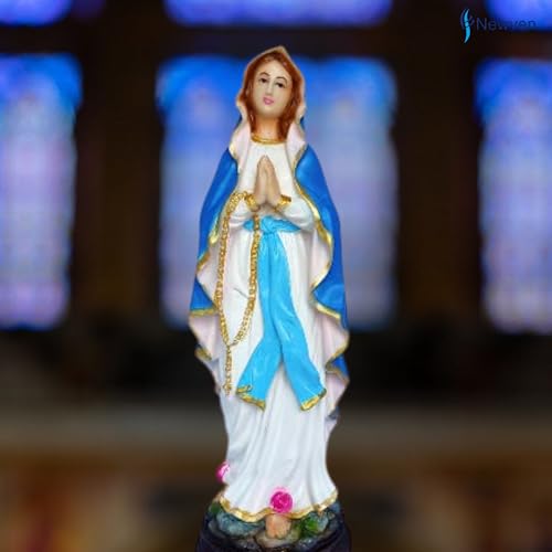 Newven PolyMarble 1 Feet Lourdh Mary Showpiece Idol Catholic Wall Decorative Christian Statues Figurine Home Decor Craft House Warming for Living Room, Multicolored (30 cm X 10 cm X 10 cm) - Image 5