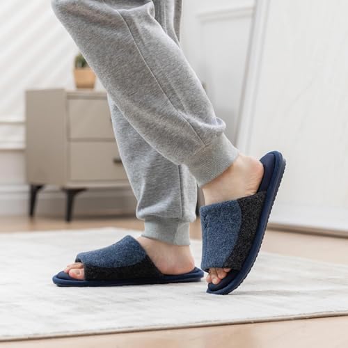 GOEWY Mens Two-Tone Slippers with Memory Foam Open Toe House Shoes Summer Non-Slip Men's Slippers Comfy Indoor Slipper Gifts for Men Him Dad Blue Size 9-10 - Image 3